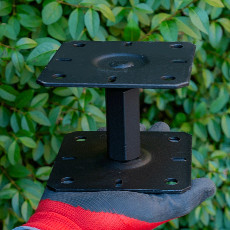 Black Height Adjustable Bolt Down Post Support Support | Adjustable Post Bracket Ideal for Pergolas And Garden Structures