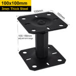 Black Height Adjustable Bolt Down Post Support Support | Adjustable Post Bracket Ideal for Pergolas And Garden Structures