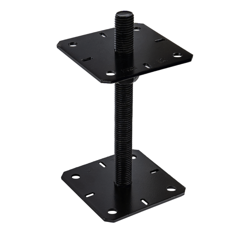 Premium Black Heavy Duty Galvanised Height Adjustable Pergola Post Support | Adjustable Bolt Down Post Holder