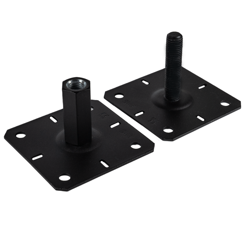 Black Height Adjustable Bolt Down Post Support Support | Adjustable Post Bracket Ideal for Pergolas And Garden Structures