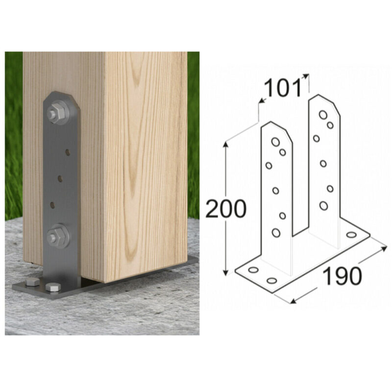 Heavy Duty Galvanised Bolt Down Pergola Post Support