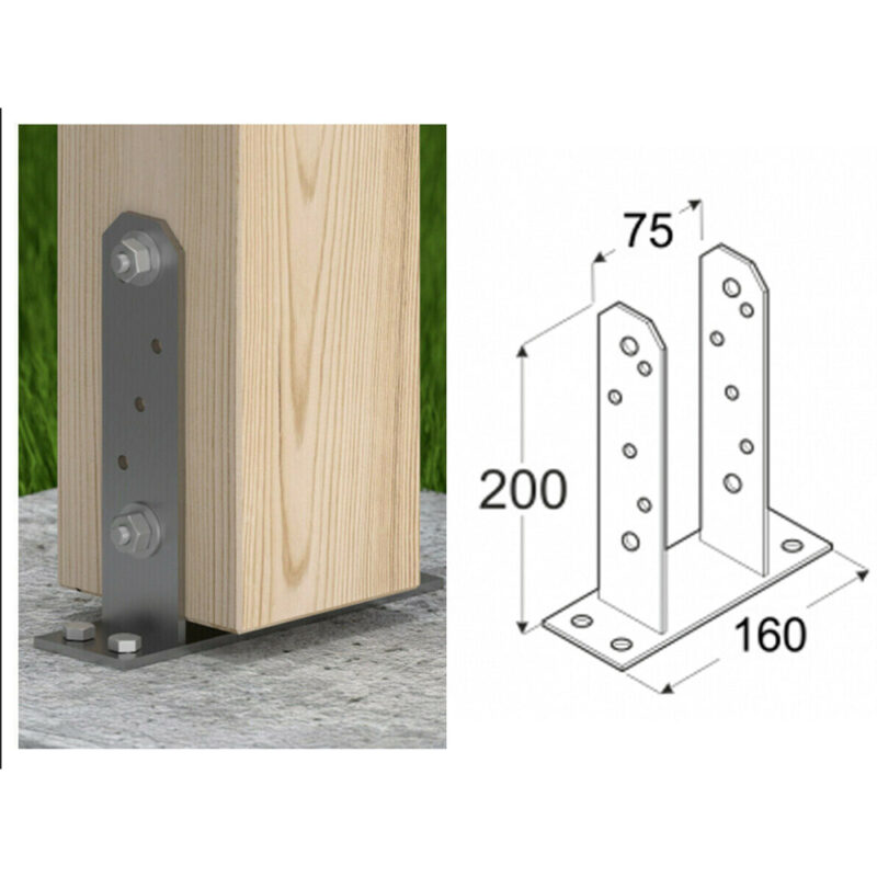 Heavy Duty Galvanised Bolt Down Pergola Post Support