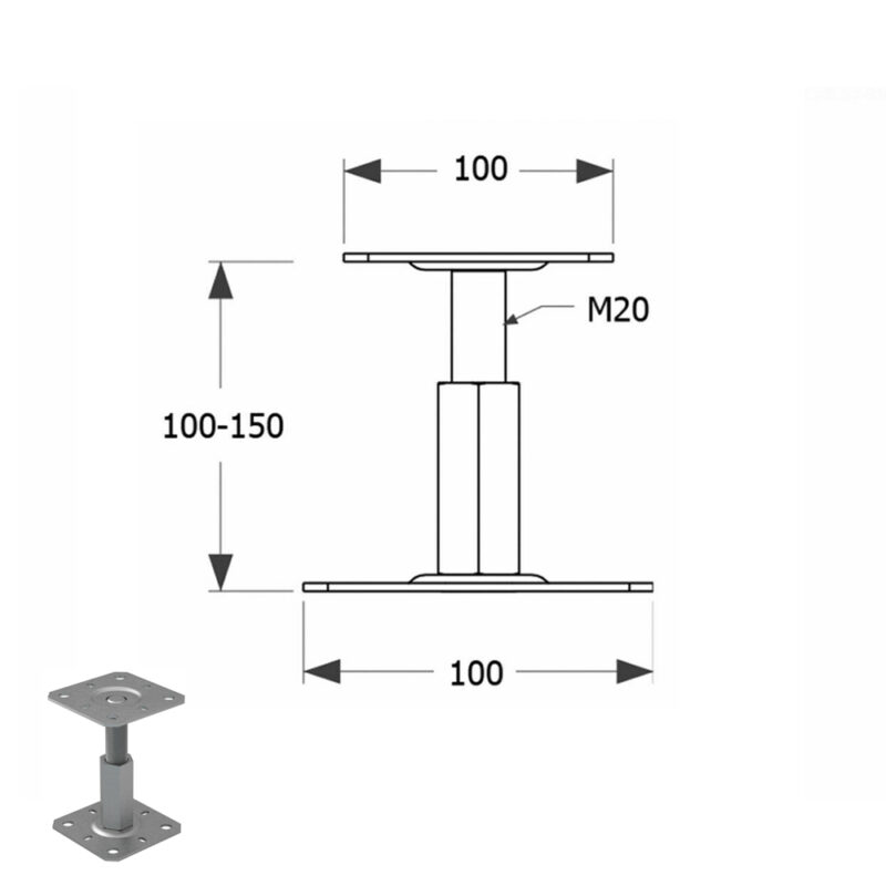 100mm adjustable post support