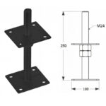 Black Heavy Duty Galvanised Adjustable Post Support 100mm