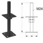 Black Heavy Duty Galvanised Adjustable Post Support 80mm