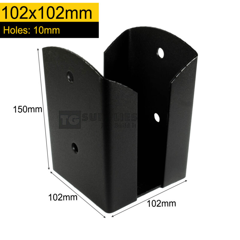 Heavy Duty Galvanised Black Bolt Down Post Support | Pergola Post Anchor | Pergola Post Bracket