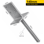 Heavy Duty Hot Dip Galvanised Concrete In Internal Pergola Post Support 140mm