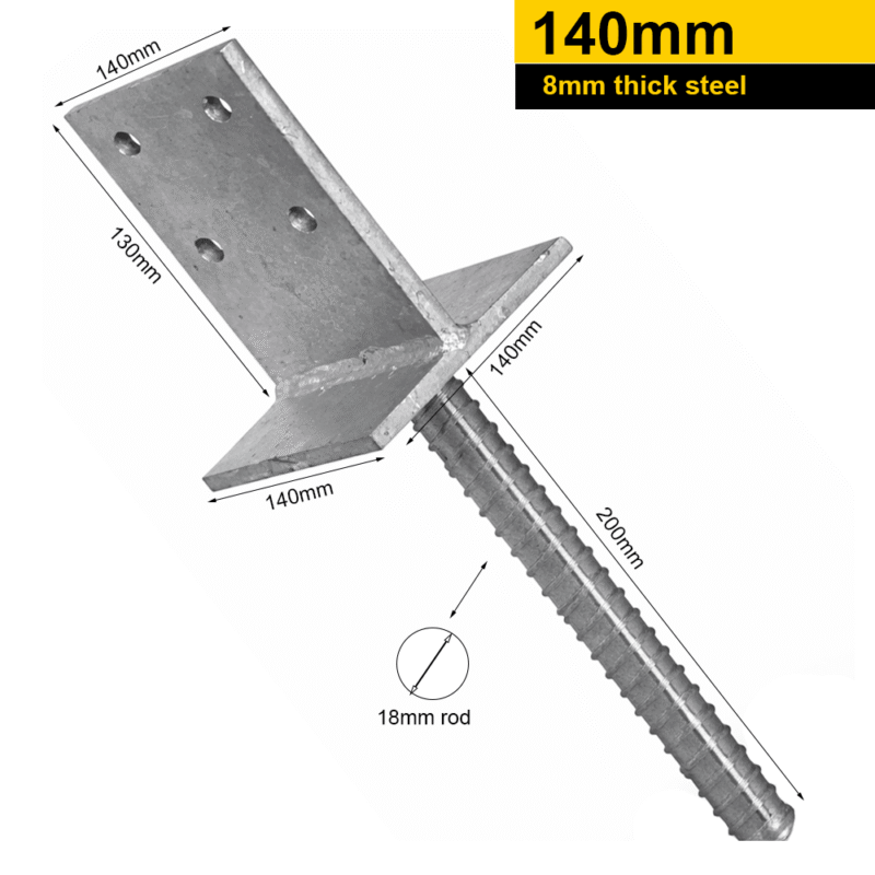 Heavy Duty Hot Dip Galvanised Concrete In Internal Pergola Post Support 140mm