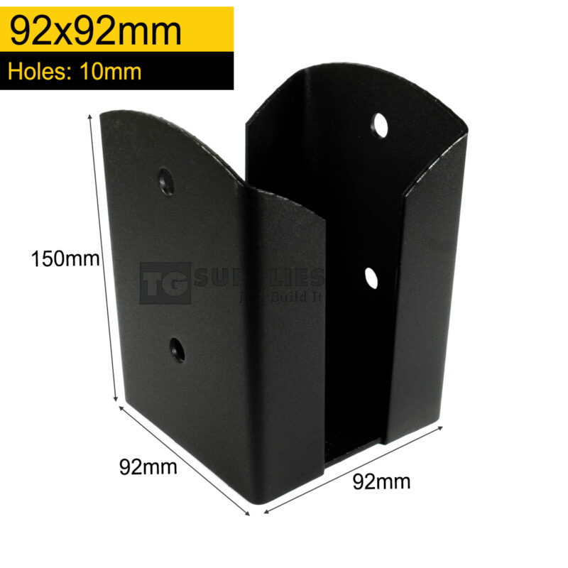Heavy Duty Galvanised Black Bolt Down Post Support | Pergola Post Anchor | Pergola Post Bracket