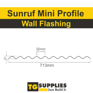 PVC Clear Mini Corrugated Roofing Profile Wall Flashing For Mini Sunruf Roofing Range - 713mm