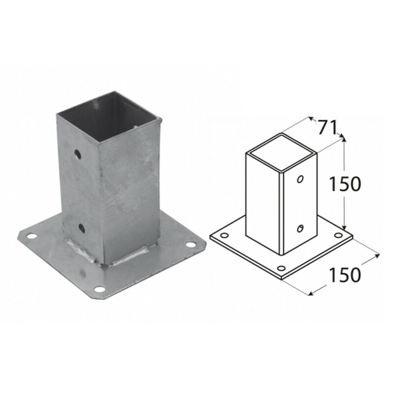 71mm galvanised bolt down support