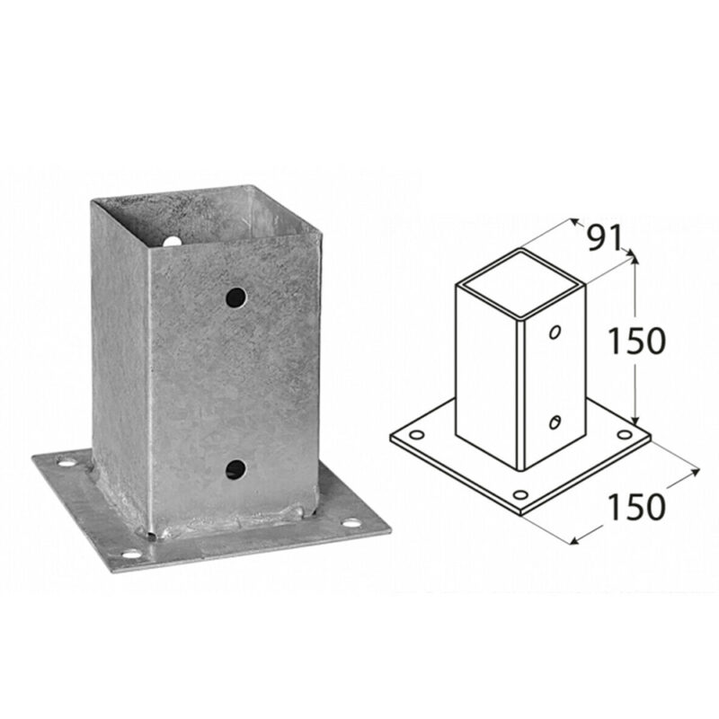 91mm galvanised bolt down support
