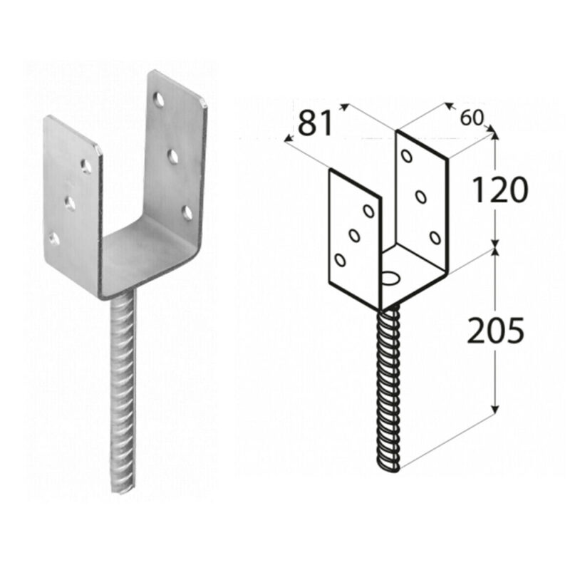 81mm u shape for concrete post support