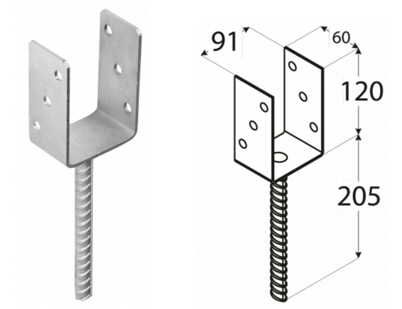 91mm u shape for concrete post support