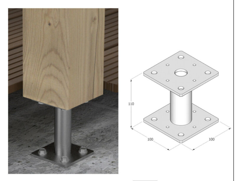 100mm galvanised post support elevator