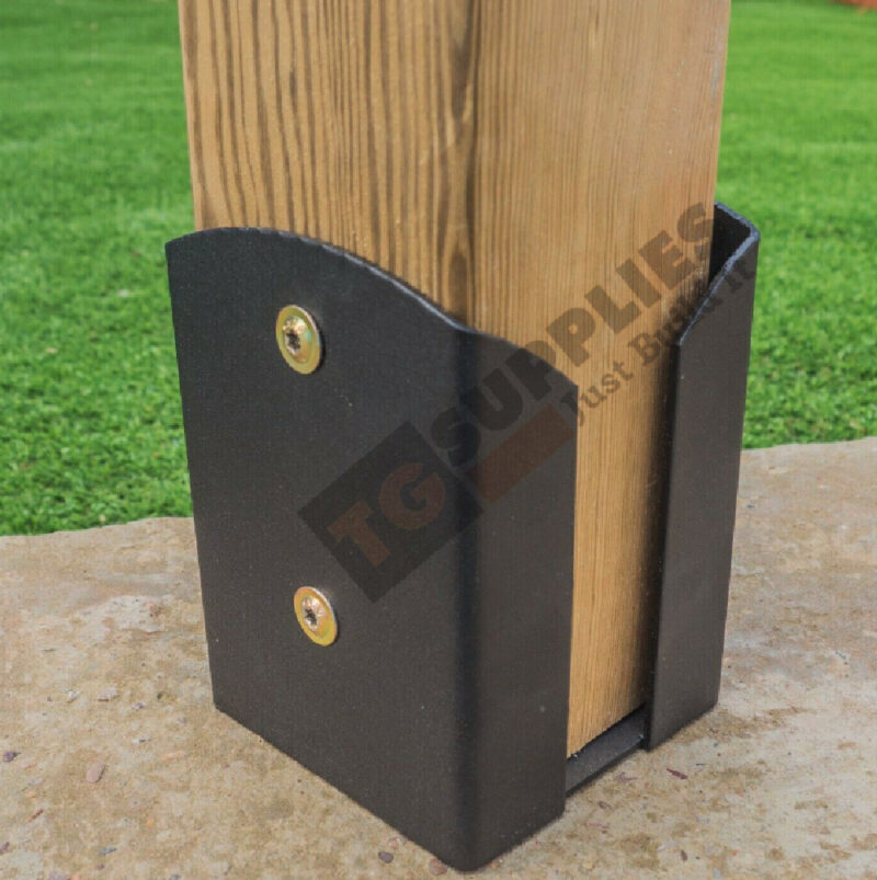 Heavy Duty Galvanised Black Bolt Down Post Support | Pergola Post Anchor | Pergola Post Bracket