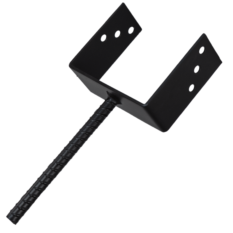 Heavy Duty Black Concrete In U Shape Pergola Post Support | Pergola Post Ground Anchor