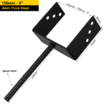 Heavy Duty Black Concrete In U Shape Pergola Post Support | Pergola Post Ground Anchor