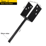 Heavy Duty Black Concrete In U Shape Pergola Post Support | Pergola Post Ground Anchor