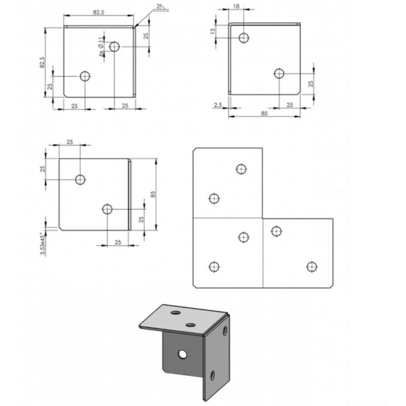 metal connector bracket dimensions