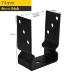 Heavy Duty Black Bolt Down Pergola Post Support | Black Bolt Down Post Anchor | Black Timber Post Bracket