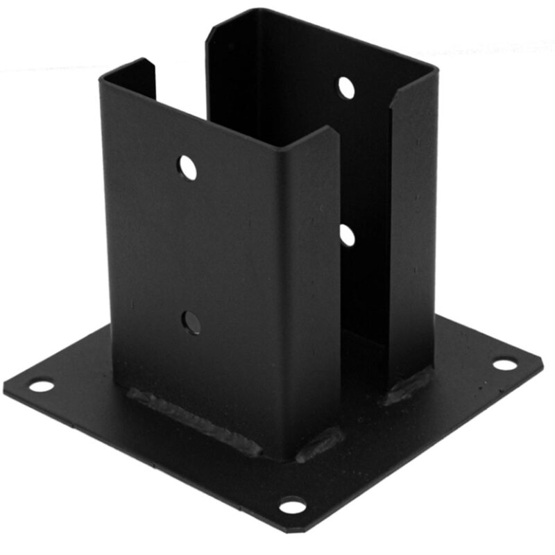 Heavy Duty Black Powder Coated Bolt Down Pergola Post Support | Fence Post Bracket | Post Foot