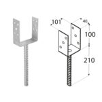 Concrete In U Shape Pergola Post Support - 40mm Depth