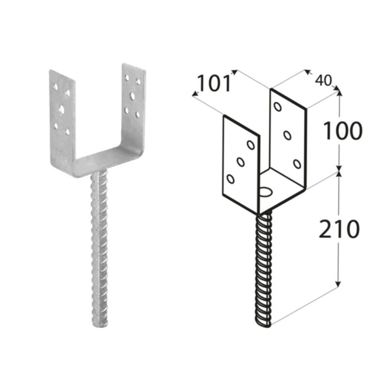 Concrete In U Shape Pergola Post Support - 40mm Depth