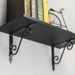 Heavy Duty Black Iron Decorative Shelf Bracket - Industrial Rustic Look Shelf Support