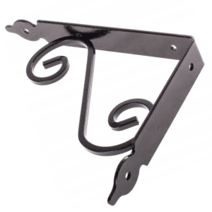 Heavy Duty Black Iron Decorative Shelf Bracket - Industrial Rustic Look Shelf Support