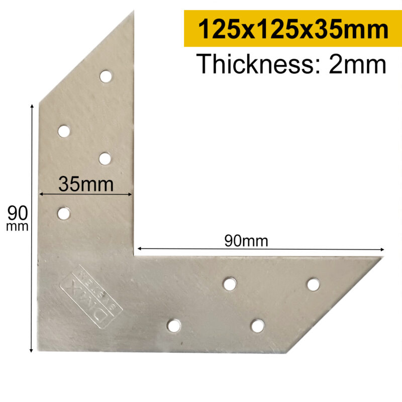 Heavy Duty Galvanised Flat Angle Bracket | Angle Plate | L Shape Corner Brace | Mending Plate