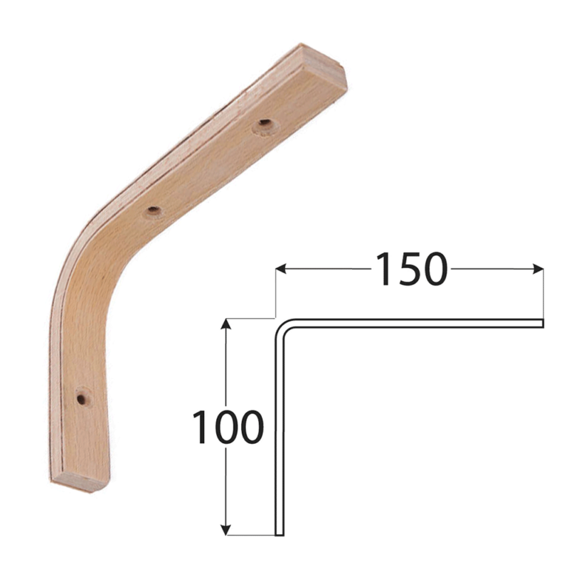 Single Wooden Plywood Beech Shelf Supports Bracket