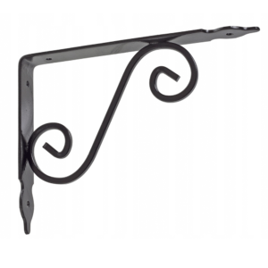 Heavy Duty Black Iron Decorative Shelf Bracket - Industrial Rustic Look Shelf Support