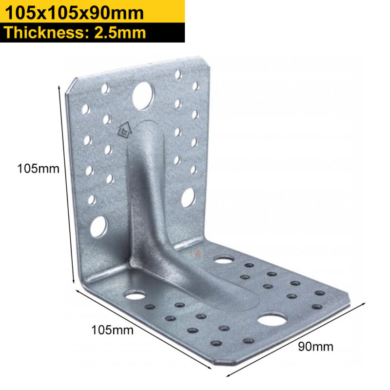 Heavy Duty Galvanised Reinforced Angle Brackets | Corner Braces | Structural Repair Brackets