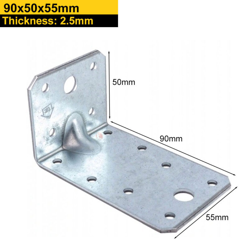 Heavy Duty Galvanised Reinforced Angle Brackets | Corner Braces | Structural Repair Brackets