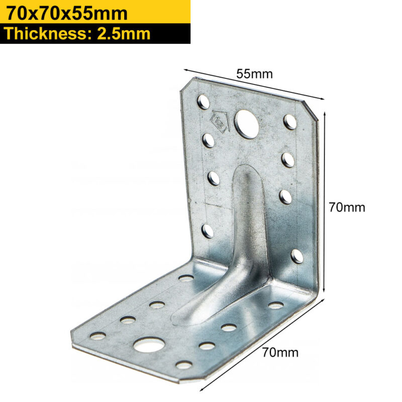Heavy Duty Galvanised Reinforced Angle Brackets | Corner Braces | Structural Repair Brackets
