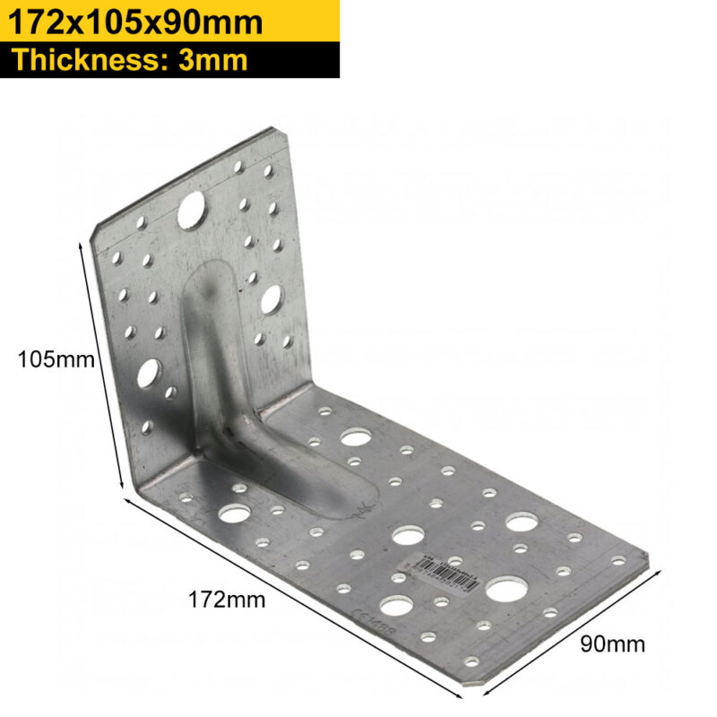 Heavy Duty Galvanised Reinforced Angle Brackets | Corner Braces | Structural Repair Brackets
