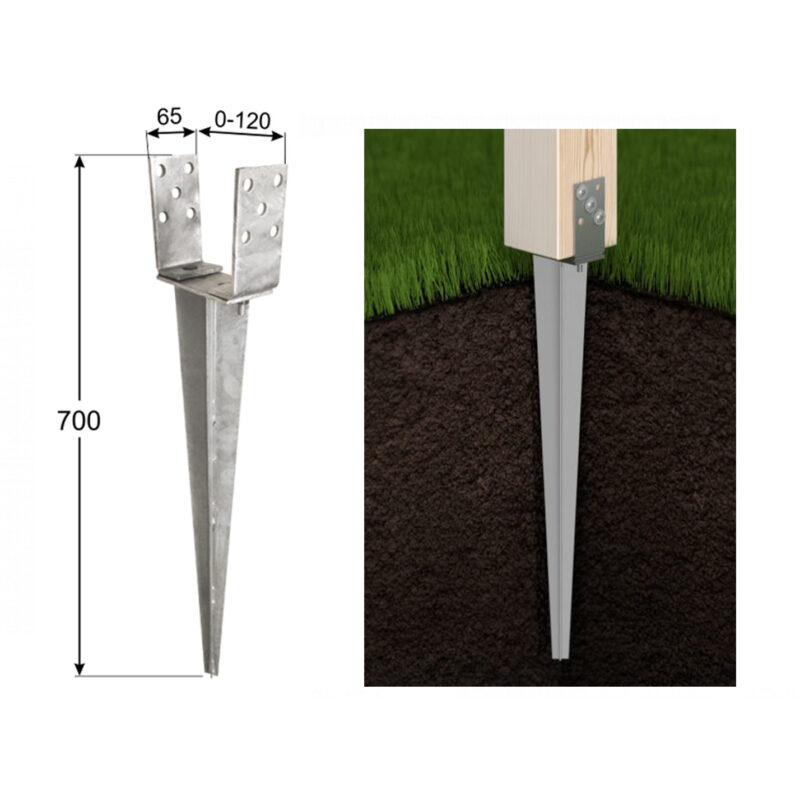 adjustable width post spike post support up to 120mm