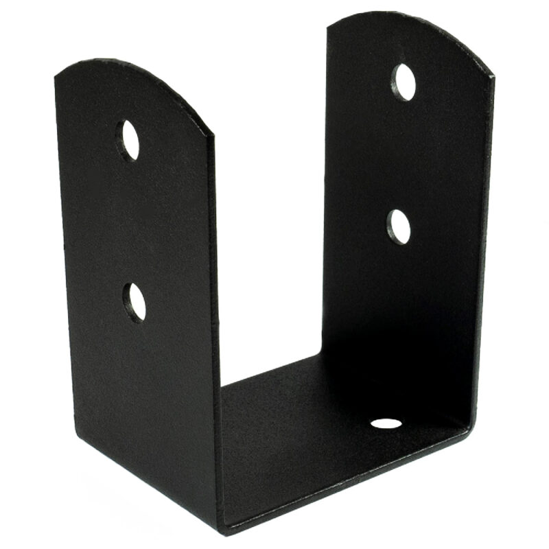 Black U Shape Pergola Bolt Down Post Support | Pergola Post Bracket | Post Ground Anchor