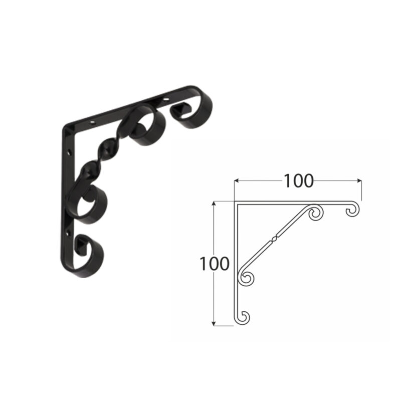 ornamental scroll black shelf bracket