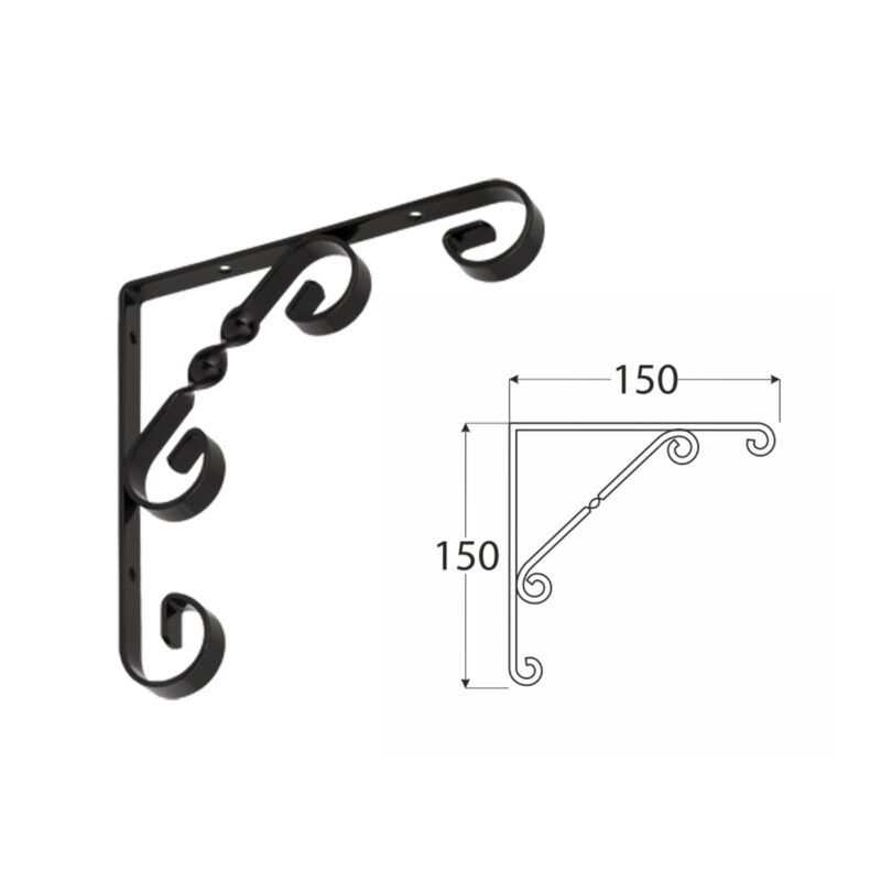 ornamental scroll black shelf bracket