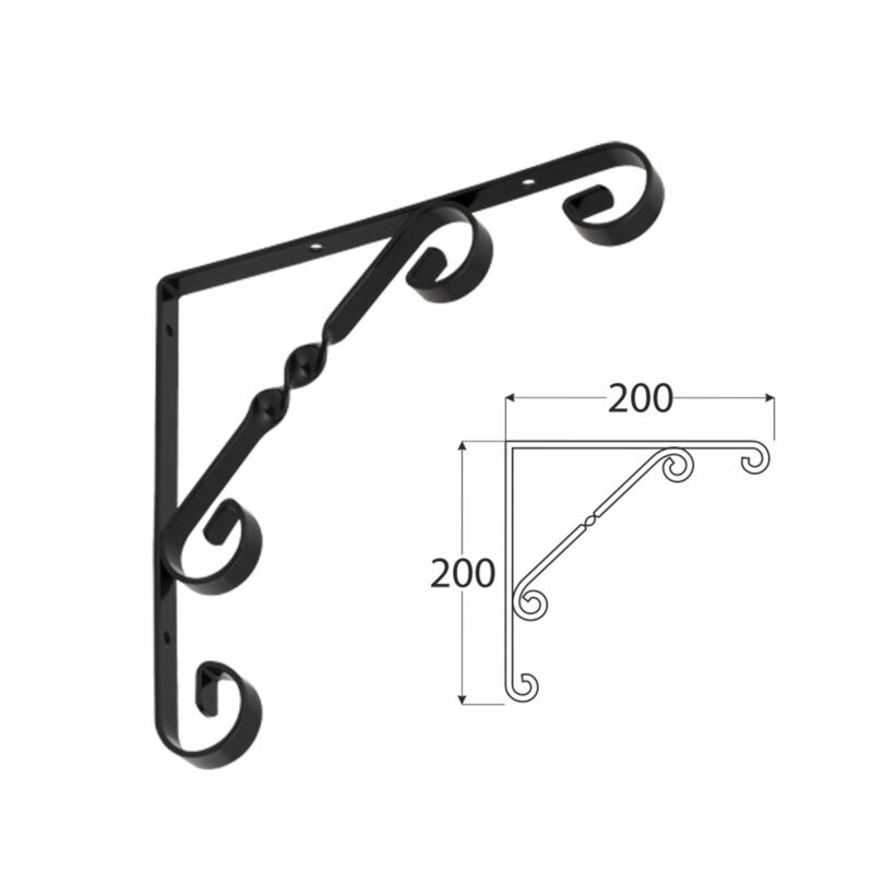 ornamental scroll black shelf bracket