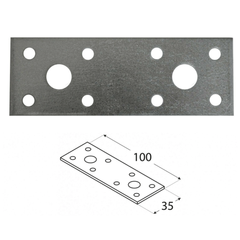 Single 2.5mm Thick Heavy Duty Galvanised Strong Jointing Mending Plate