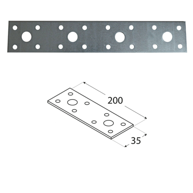 Single 2.5mm Thick Heavy Duty Galvanised Strong Jointing Mending Plate