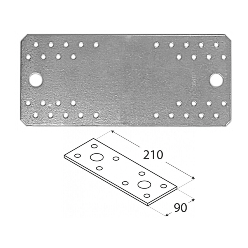 Single 2.5mm Thick Heavy Duty Galvanised Strong Jointing Mending Plate