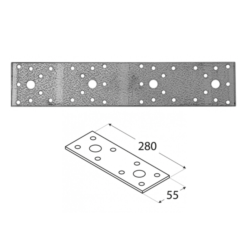 Single 2.5mm Thick Heavy Duty Galvanised Strong Jointing Mending Plate