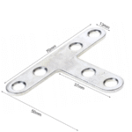 T Shape Flat Plate Bracket - Zinc Plated Steel Timber Connector Fixing Plate - 70x50x13