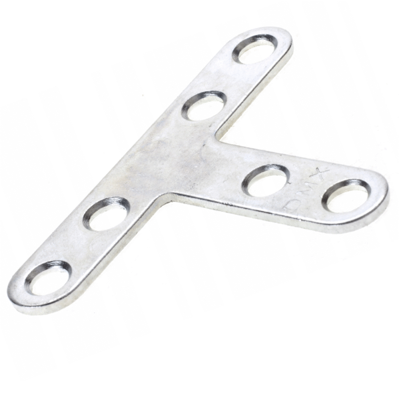 T Shape Flat Plate Bracket - Zinc Plated Steel Timber Connector Fixing Plate - 70x50x13