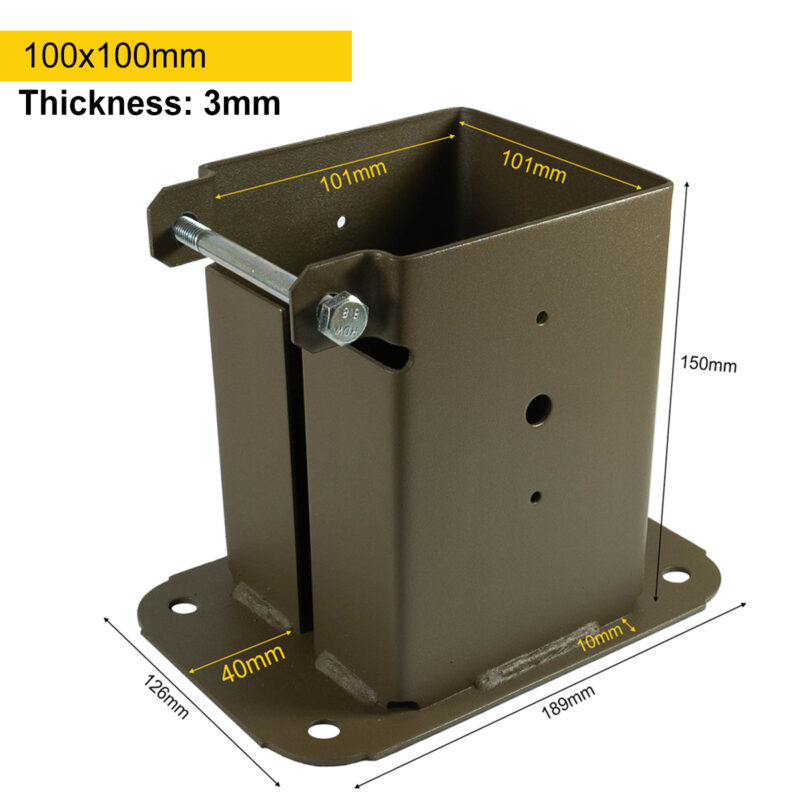 Heavy Duty Bolt Down Pergola Post Support | Bolt Down Fence Post Bracket | Bolt Down Fence Post Anchor