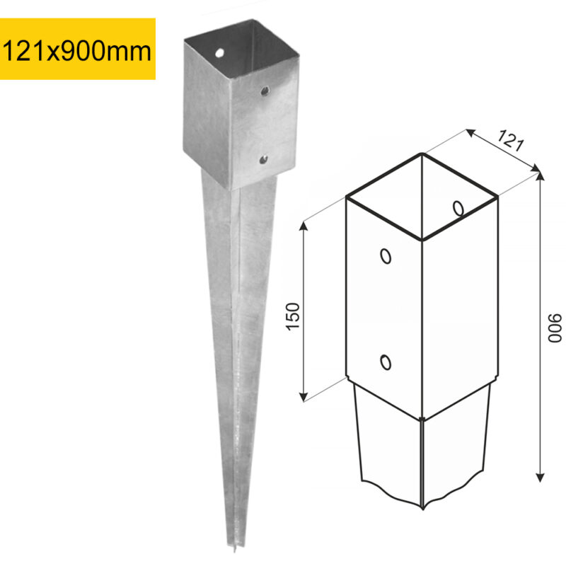 Heavy Duty Hot Dip Galvanised Pergola Post Spike | Fence Spike | Wooden Post Ground Anchor